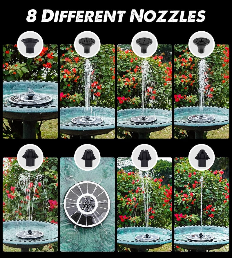 Yzert Solar Fountain Glass Panel with 2200 mah Battery, 3.5W Floating Solar Water Fountain with 4 Fixed Rods, Solar Pump for Bird Bath, Garden, Pond, Pool, Outdoor (White Panel White Lights) - Image 3